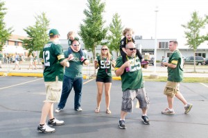 Dancing at Family Fun Night - District Event Center - Packers tailgate party